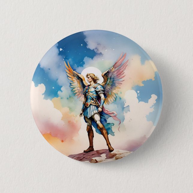 Badge Rond 5 Cm Bouton épingle St Michael Archangel (Devant)