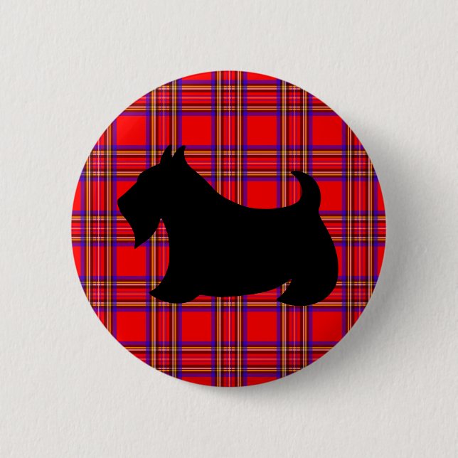 Badge Rond 5 Cm Bouton épinglé Terrier Écossais (Devant)
