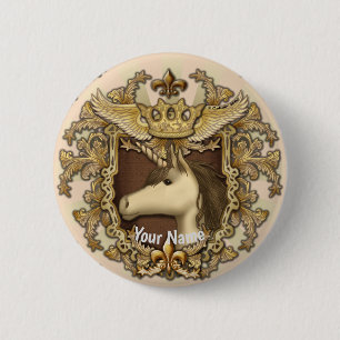 Badge Rond 5 Cm Bouton épingle Unicorn