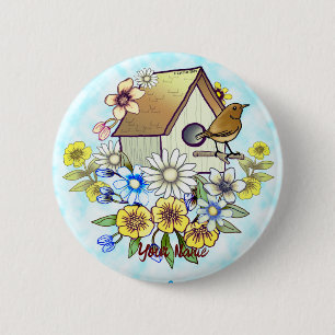 Badge Rond 5 Cm Bouton épinglette Birdhouse Wren