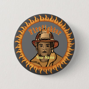 Badge Rond 5 Cm Bouton épinglette Black Firefighter