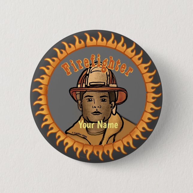 Badge Rond 5 Cm Bouton épinglette Black Firefighter (Devant)