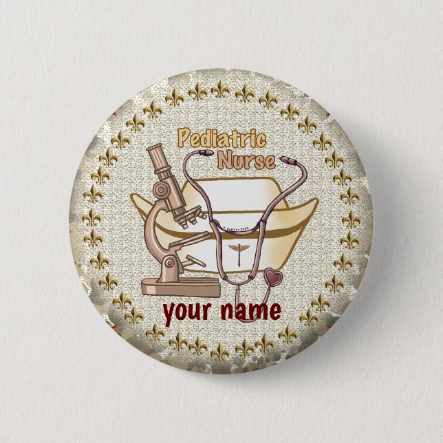 Badge Rond 5 Cm Bouton épinglette de l'infirmière pédiatrique (Devant)