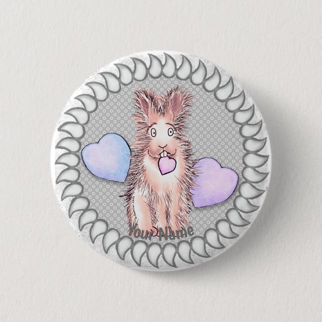Badge Rond 5 Cm Bouton épinglette Harey Rabbit Coeur (Devant)