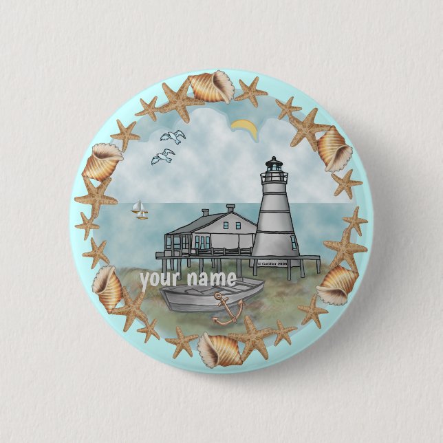 Badge Rond 5 Cm Bouton épinglette Louisiana Shells (Devant)