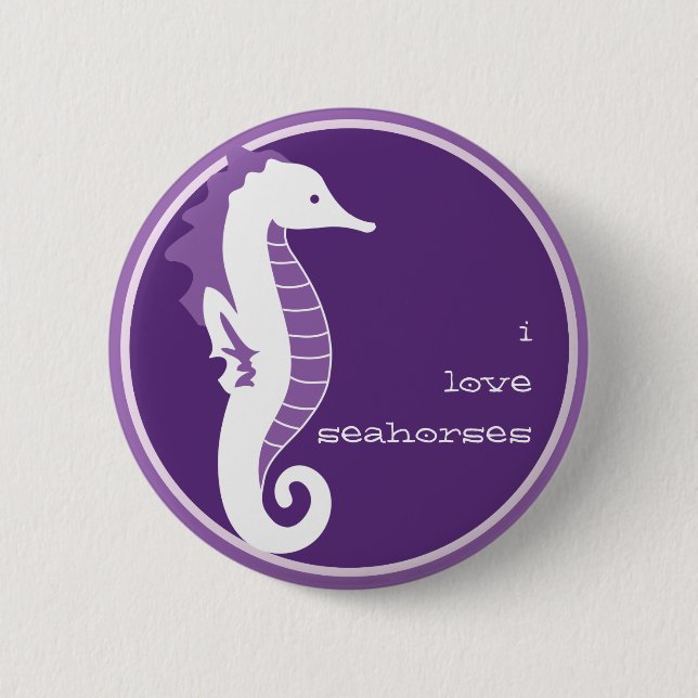 Badge Rond 5 Cm Bouton espiègle d'hippocampe - pourpre (Devant)