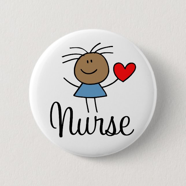 Badge Rond 5 Cm Bouton ethnique mignon d'infirmière (Devant)