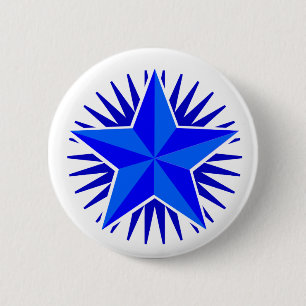 Badge Rond 5 Cm Bouton étoile bleue