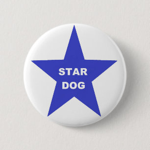 Badge Rond 5 Cm Bouton étoile chien sur Blue Star