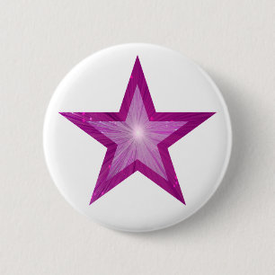 Badge Rond 5 Cm Bouton étoile rose blanc