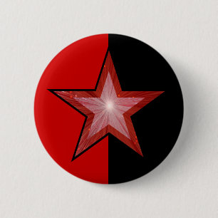 Badge Rond 5 Cm Bouton étoile rouge rouge noir