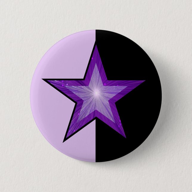 Badge Rond 5 Cm Bouton étoile violet clair violet noir (Devant)