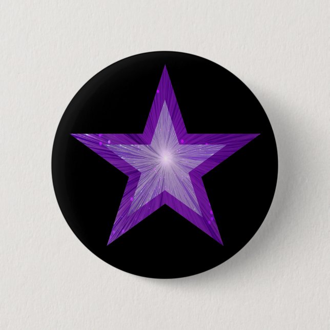Badge Rond 5 Cm Bouton étoile violet noir (Devant)