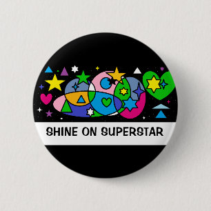 BADGE ROND 5 CM BOUTON ÉTOILES ET LUNES MAGIQUES