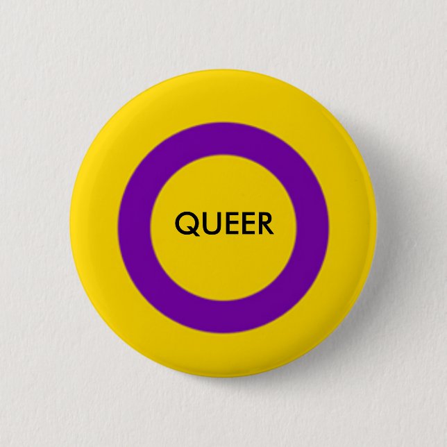 Badge Rond 5 Cm Bouton étrange de fierté d'Intersex (Devant)