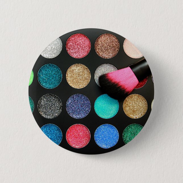 Badge Rond 5 Cm Bouton Eyeshadow parties scintillant (Devant)