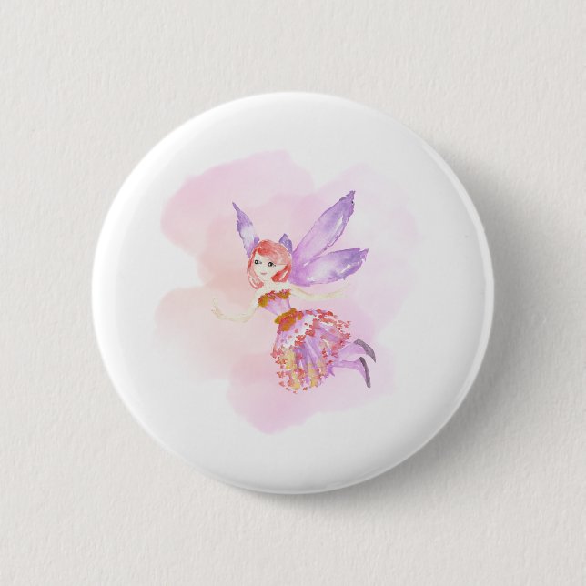Badge Rond 5 Cm Bouton Fairy Aquarelle (Devant)