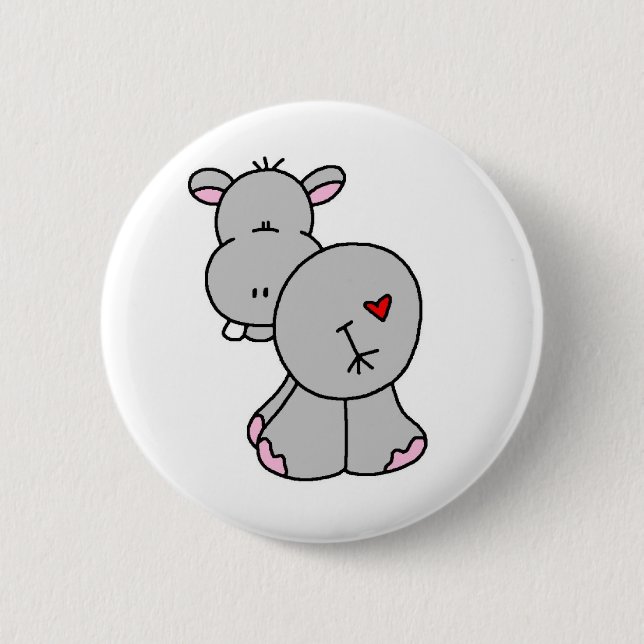Badge Rond 5 Cm Bouton fait sur commande de dos d'hippopotame (Devant)