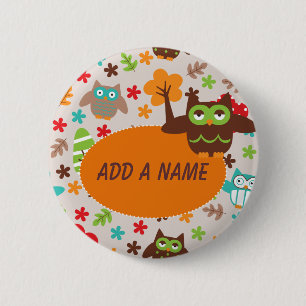 Badge Rond 5 Cm Bouton fait sur commande de hibou