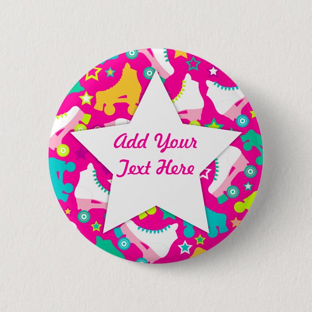 Badge Rond 5 Cm Bouton fait sur commande de Pin de rétros roses (Devant)