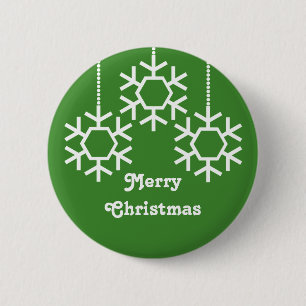 Badge Rond 5 Cm Bouton Falling Snowflakes, Vert clair