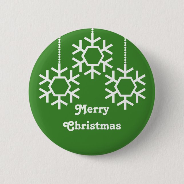 Badge Rond 5 Cm Bouton Falling Snowflakes, Vert clair (Devant)