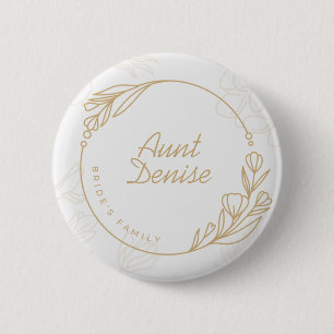 Badge Rond 5 Cm Bouton Famille de la mariée florale simple sur mes