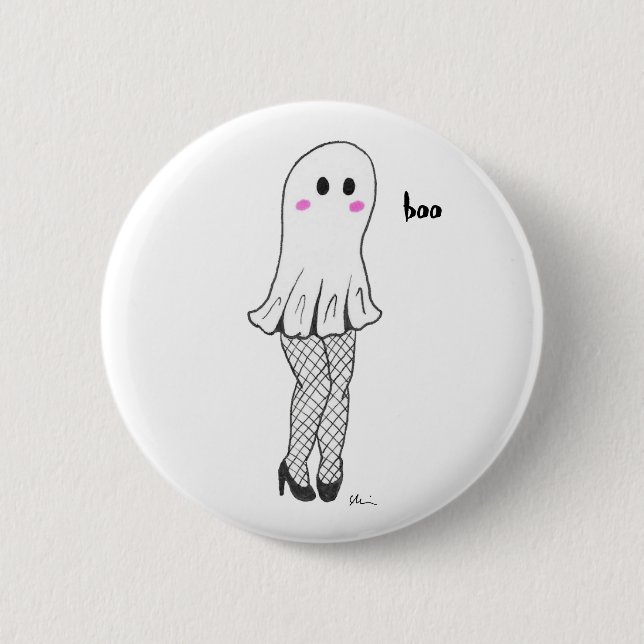 Badge Rond 5 Cm Bouton Fantôme mignon (Devant)