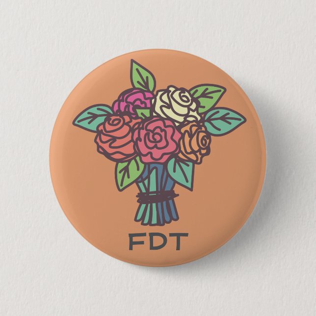 Badge Rond 5 Cm Bouton FDT floral (Devant)
