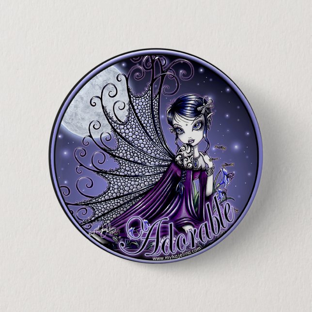 Badge Rond 5 Cm Bouton féerique adorable de lune bleue de Maggy (Devant)