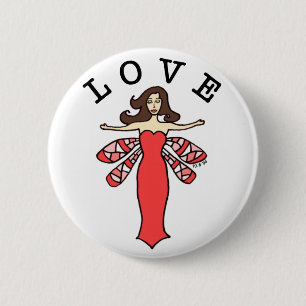 Badge Rond 5 Cm Bouton féerique d'amour de libellule