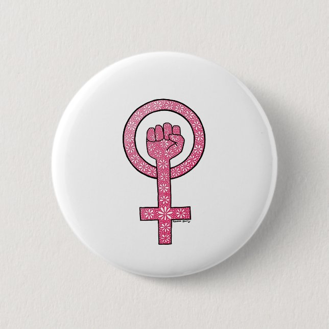Badge Rond 5 Cm Bouton féministe de poing (Devant)