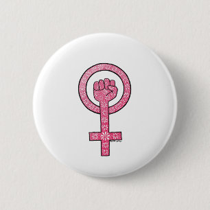 Badge Rond 5 Cm Bouton féministe de poing