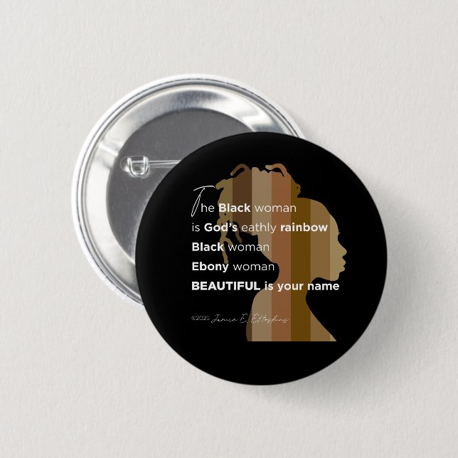 Badge Rond 5 Cm Bouton « Femme d'ébène » (Devant & derrière)