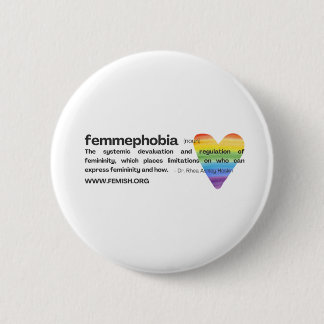 Badge Rond 5 Cm Bouton Femmephobie Coeur arc-en-ciel