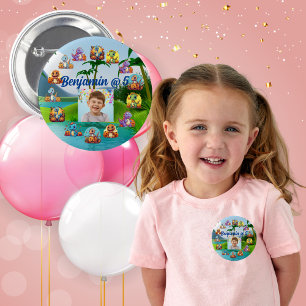 Badge Rond 5 Cm Bouton fête d'anniversaire Éffrayant Baby Dino Thè