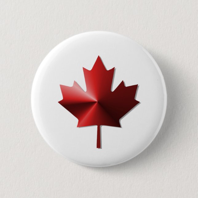 Badge Rond 5 Cm Bouton Feuille d'érable drapeau du Canada (Devant)