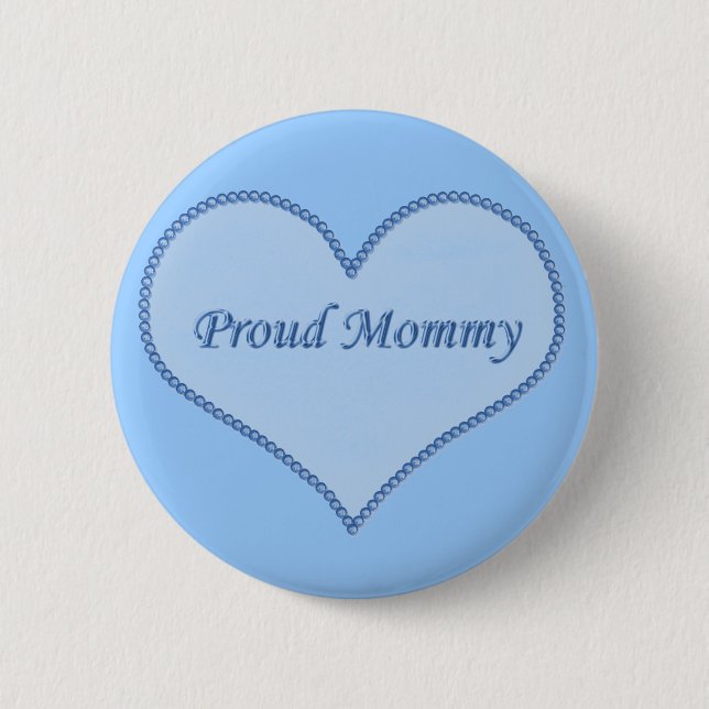 Badge Rond 5 Cm Bouton Fier Maman, Bleu (Devant)