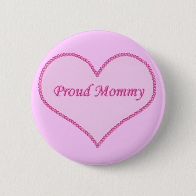 Badge Rond 5 Cm Bouton Fier Maman, Rose (Devant)
