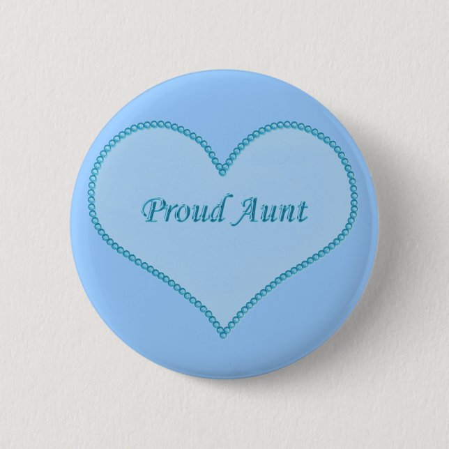 Badge Rond 5 Cm Bouton Fier Tante, Bleu (Devant)