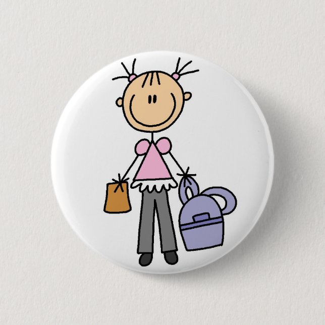 Badge Rond 5 Cm Bouton Fille avec sac à dos (Devant)