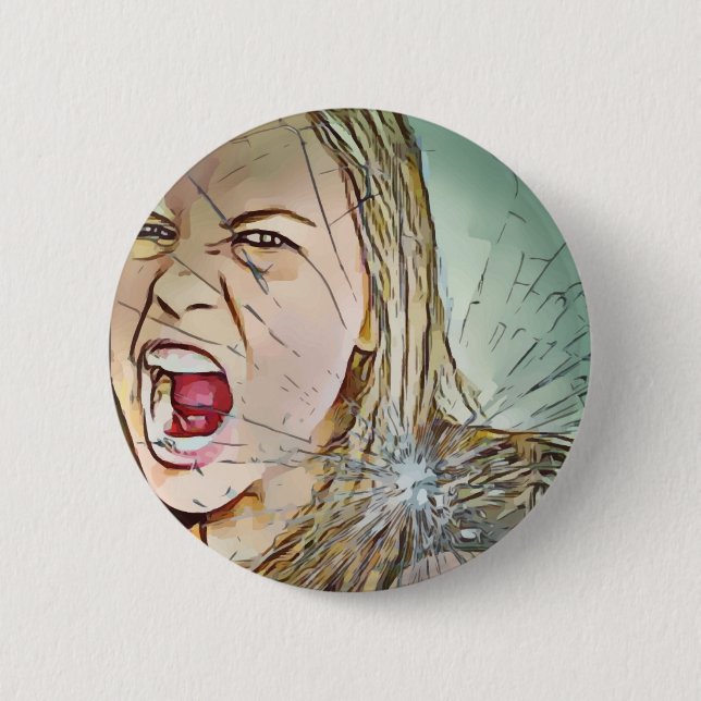 Badge Rond 5 Cm bouton, fille, bouton fille (Devant)