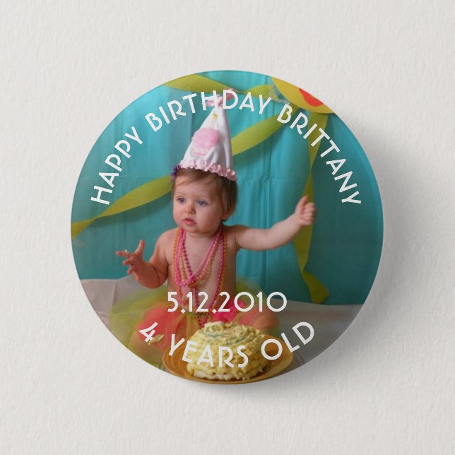 Badge Rond 5 Cm Bouton Fille d'anniversaire personnalisé (Devant)