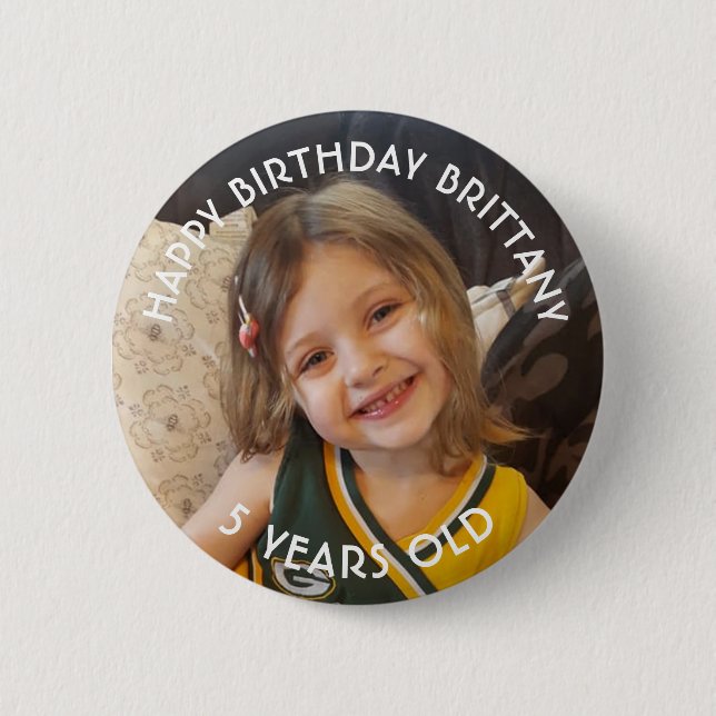 Badge Rond 5 Cm Bouton Fille d'anniversaire personnalisé (Devant)