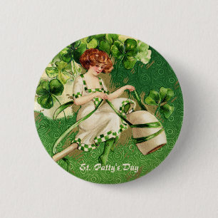 Badge Rond 5 Cm Bouton Fille de la Fête de Saint-Patty