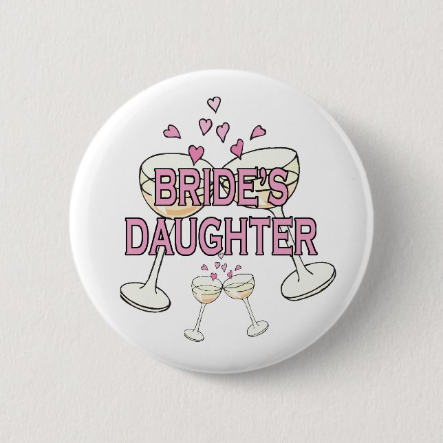 Badge Rond 5 Cm Bouton : Fille de la mariée (Devant)