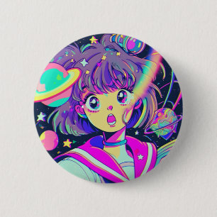 Badge Rond 5 Cm Bouton fille de l'Anime Kawaii