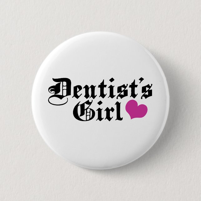 Badge Rond 5 Cm Bouton Fille Dentiste (Devant)