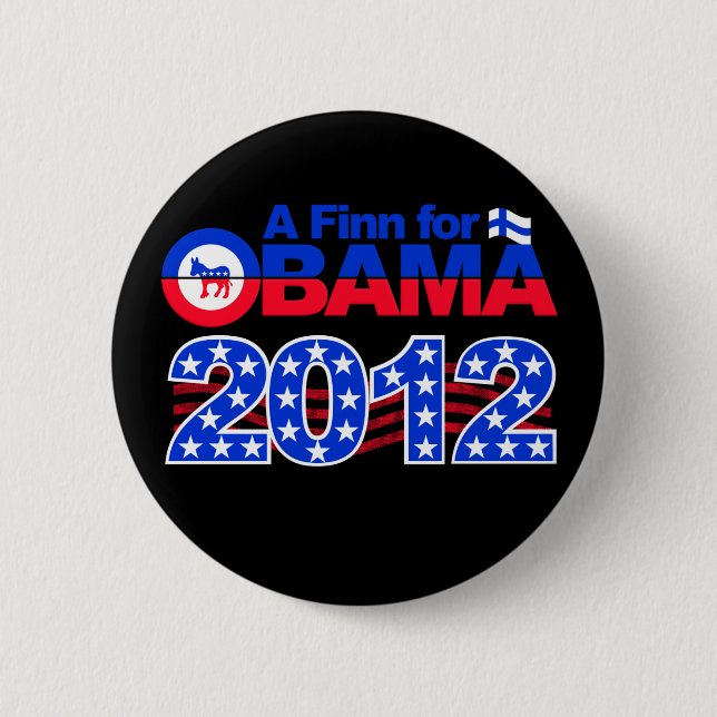 Badge Rond 5 Cm Bouton FINN FOR OBAMA 2012 (Devant)