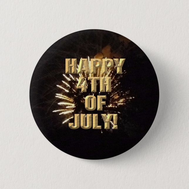 Badge Rond 5 Cm Bouton Fireworks 10 4 juillet (Devant)